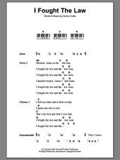Cover icon of I Fought The Law sheet music for piano solo (chords, lyrics, melody) by The Clash, Colin Farrell and Sonny Curtis, intermediate piano (chords, lyrics, melody)