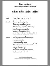 Cover icon of Foundations sheet music for piano solo (chords, lyrics, melody) by Kate Nash and Paul Epworth, intermediate piano (chords, lyrics, melody)