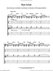 Cover icon of Mylo Xyloto sheet music for guitar (tablature) by Coldplay, Brian Eno, Chris Martin, Guy Berryman, Jon Buckland and Will Champion, intermediate skill level