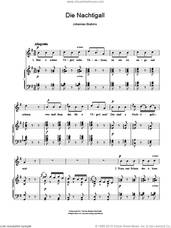 Cover icon of Die Nachtigall sheet music for voice and piano by Johannes Brahms, classical score, intermediate skill level
