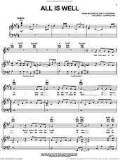 Cover icon of All Is Well sheet music for voice, piano or guitar by Steve Green, Grant Cunningham and Matt Heusmann, intermediate skill level