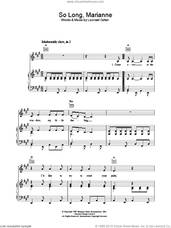Cover icon of So Long, Marianne sheet music for voice, piano or guitar by Leonard Cohen, intermediate skill level