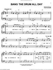 Cover icon of Bang The Drum All Day sheet music for piano solo by Todd Rundgren, easy skill level