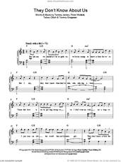 Cover icon of They Don't Know About Us sheet music for piano solo by One Direction, Peter Wallevik, Tebey Ottoh, Tommy Gregersen and Tommy James, easy skill level