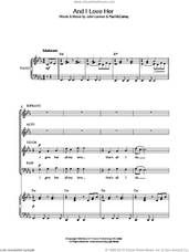 Cover icon of And I Love Her sheet music for choir by The Beatles, John Lennon and Paul McCartney, intermediate skill level