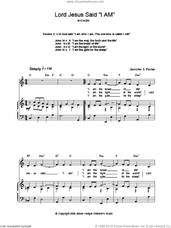 Cover icon of Lord Jesus Said 'I Am' sheet music for voice, piano or guitar by Jennifer S. Porter, intermediate skill level