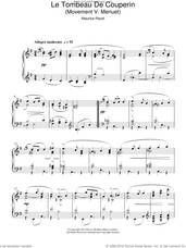 Cover icon of Le Tombeau De Couperin sheet music for piano solo by Maurice Ravel, classical score, intermediate skill level