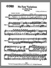 Cover icon of Easy Variations (6) On A Swiss Song, Woo 64 sheet music for piano solo by Ludwig van Beethoven, classical score, intermediate skill level