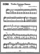 Cover icon of German Dances (12), Woo 13 sheet music for piano solo by Ludwig van Beethoven, classical score, intermediate skill level
