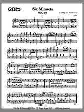 Cover icon of Minuets (6), Woo 10 sheet music for piano solo by Ludwig van Beethoven, classical score, intermediate skill level