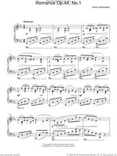 Cover icon of Romance, Op.44 No. 1 sheet music for piano solo by Anton Rubinstein, classical score, intermediate skill level