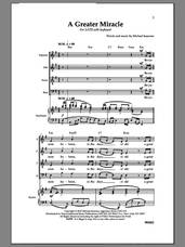 Cover icon of A Greater Miracle sheet music for choir (SATB: soprano, alto, tenor, bass) by Michael Isaacson, intermediate skill level