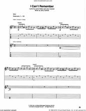Cover icon of I Can't Remember sheet music for guitar (tablature) by Alice In Chains, intermediate skill level