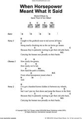 Cover icon of When Horsepower Meant What It Said sheet music for guitar (chords) by Sandi Thom and Tom Gilbert, intermediate skill level
