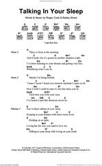 Cover icon of Talking In Your Sleep sheet music for guitar (chords) by Crystal Gayle, Reba McEntire, Bobby Wood and Roger Cook, intermediate skill level