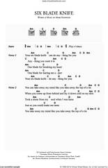 Cover icon of Six Blade Knife sheet music for guitar (chords) by Dire Straits and Mark Knopfler, intermediate skill level