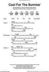 Cover icon of Cool For The Summer sheet music for guitar (chords) by Demi Lovato, Alexander Kronlund, Ali Payami, Max Martin and Savan Kotecha, intermediate skill level