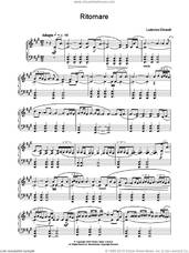 Cover icon of Ritornare sheet music for piano solo by Ludovico Einaudi, classical score, intermediate skill level