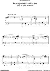Cover icon of The Three Musketeers (D'Artagnan (Galliard and Air)) sheet music for piano solo by Michael Kamen, intermediate skill level