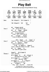 Cover icon of Play Ball sheet music for guitar (chords) by AC/DC, Angus Young and Malcolm Young, intermediate skill level