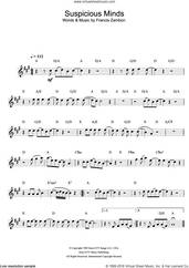 Cover icon of Suspicious Minds sheet music for saxophone solo by Elvis Presley and Francis Zambon, intermediate skill level