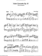 Cover icon of Violin Concerto Op.61 (first movement) sheet music for piano solo by Edward Elgar, classical score, intermediate skill level