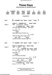 Cover icon of These Days sheet music for guitar (chords) by Jackson Browne, Nico and Razorlight, intermediate skill level