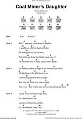 Cover icon of Coal Miner's Daughter sheet music for guitar (chords) by Loretta Lynn, intermediate skill level