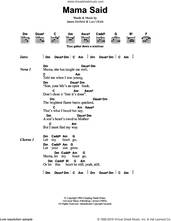 Cover icon of Mama Said sheet music for guitar (chords) by Metallica, James Hetfield and Lars Ulrich, intermediate skill level