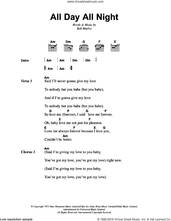Cover icon of All Day All Night sheet music for guitar (chords) by Bob Marley, intermediate skill level