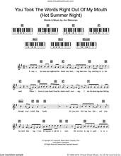Cover icon of You Took The Words Right Out Of My Mouth (Hot Summer Night) sheet music for piano solo (chords, lyrics, melody) by Meat Loaf and Jim Steinman, intermediate piano (chords, lyrics, melody)