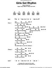 Cover icon of Girl's Got Rhythm sheet music for guitar (chords) by AC/DC, Angus Young, Bon Scott and Malcolm Young, intermediate skill level