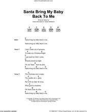 Cover icon of Santa, Bring My Baby Back (To Me) sheet music for guitar (chords) by Elvis Presley, Aaron Schroeder and Claude DeMetruis, intermediate skill level