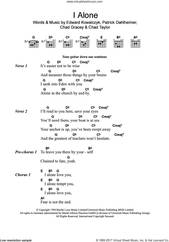 Cover icon of I Alone sheet music for guitar (chords) by Live, Chad Gracey, Chad Taylor, Edward Kowalczyk and Patrick Dahlheimer, intermediate skill level