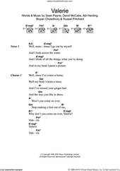 Cover icon of Valerie sheet music for guitar (chords) by Amy Winehouse, The Zutons, Abi Harding, Boyan Chowdhury, David McCabe, Russel Pritchard and Sean Payne, intermediate skill level