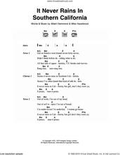 Cover icon of It Never Rains In Southern California sheet music for guitar (chords) by Albert Hammond and Michael Hazlewood, intermediate skill level