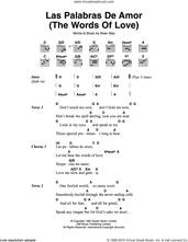 Cover icon of Las Palabras De Amor (The Words Of Love) sheet music for guitar (chords) by Queen and Brian May, intermediate skill level