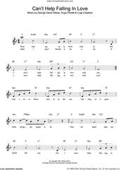Cover icon of Can't Help Falling In Love sheet music for voice and other instruments (fake book) by UB40, George David Weiss, Hugo Peretti and Luigi Creatore, wedding score, intermediate skill level