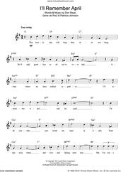 Cover icon of I'll Remember April sheet music for voice and other instruments (fake book) by Woody Herman, Don Raye, Gene DePaul and Pat Johnson, intermediate skill level