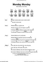 Cover icon of Monday Monday sheet music for guitar (chords) by The Mamas & The Papas and John Phillips, intermediate skill level