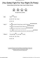 Cover icon of (You Gotta) Fight For Your Right (To Party) sheet music for guitar (chords) by Beastie Boys, Adam Horovitz, Adam Yauch and Rick Rubin, intermediate skill level