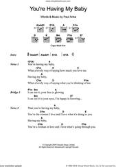Cover icon of You're Having My Baby sheet music for guitar (chords) by Paul Anka, intermediate skill level