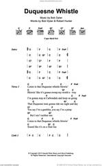 Cover icon of Duquesne Whistle sheet music for guitar (chords) by Bob Dylan and Robert Hunter, intermediate skill level