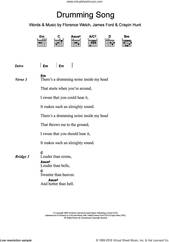 Cover icon of Drumming Song sheet music for guitar (chords) by Florence And The Machine, Crispin Hunt, Florence Welch and James Ford, intermediate skill level