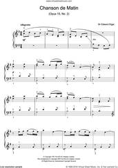 Cover icon of Chanson De Matin Opus 15, No. 2, (easy) sheet music for piano solo by Edward Elgar, classical score, easy skill level
