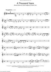 Cover icon of A Thousand Years sheet music for clarinet solo by Christina Perri and David Hodges, wedding score, intermediate skill level