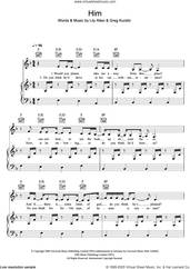 Cover icon of Him sheet music for voice, piano or guitar by Lily Allen and Greg Kurstin, intermediate skill level