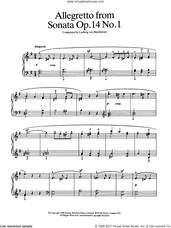 Cover icon of Allegretto from Sonata Op. 14, No. 1 sheet music for piano solo by Ludwig van Beethoven, classical score, easy skill level