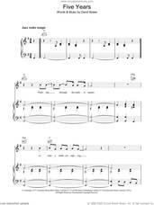 Cover icon of Five Years sheet music for voice, piano or guitar by David Bowie, intermediate skill level