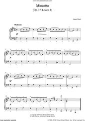 Cover icon of Minuetto Op. 37, Lesson 8 sheet music for piano solo by James Hook, classical score, intermediate skill level